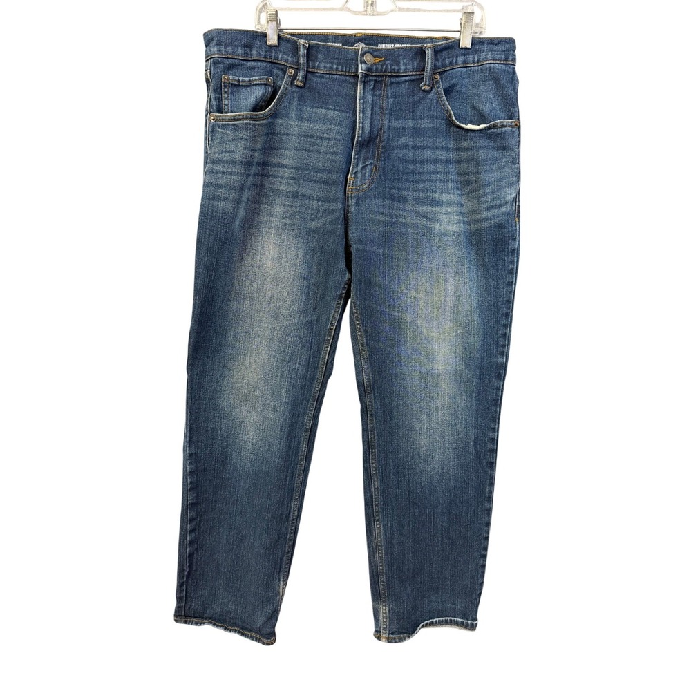 St Johns Bay Mens Comfort Stretch Relaxed Straight Jeans Blue 38x30 Denim